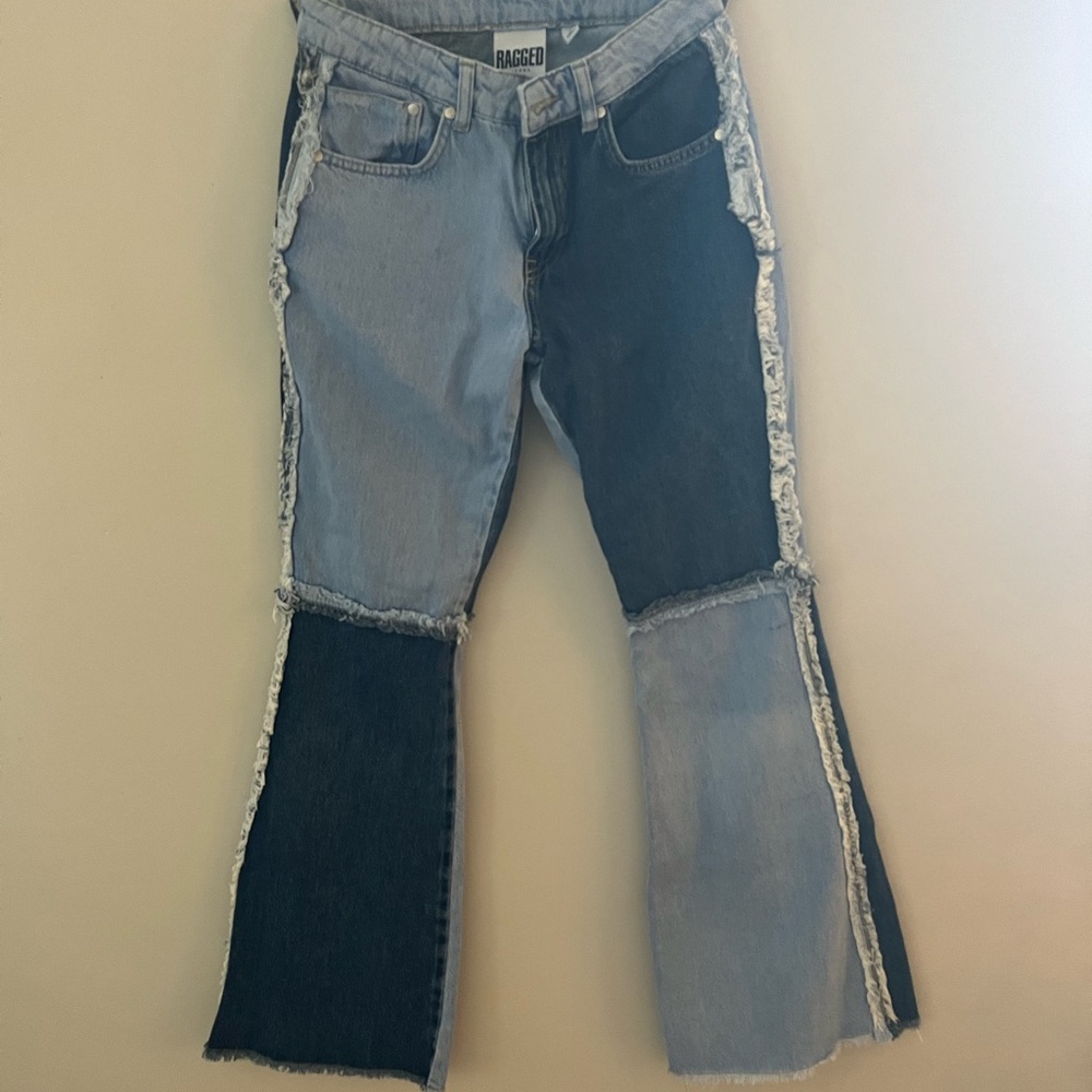 Ragged Blue Two-Tone Flare Jeans